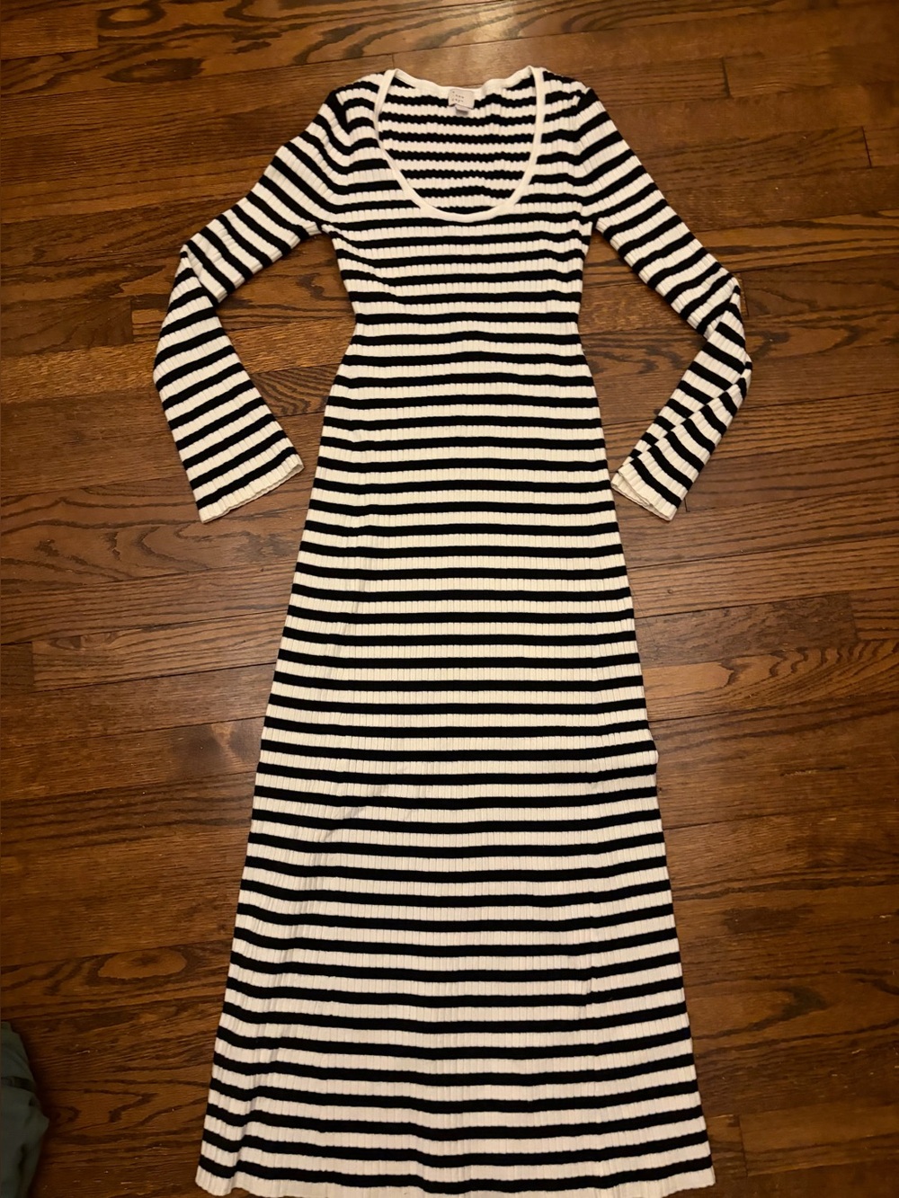 a new day Black and White Striped Long Sleeve Maxi Dress